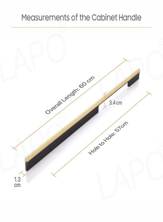 LAPO 24 Inch Aluminium Drawer & Cabinet Handles for Kitchen, Long Black PVD Gold Pull Handles for Wardrobe, Cupboard & Pooja Mandir (Black PVD Gold Finish, 24 Inch, Pack of 2) - Image 2